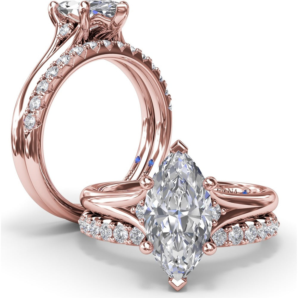Split Shank Engagement Ring Setting with Contouring Round Diamonds by Fana - 0.06 Carat Total Diamond Weight