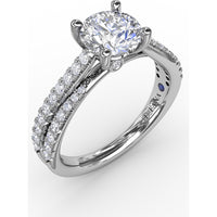 Split Shank Engagement Ring Setting with Double-Row Round Diamond Pavé and Chevron Detail by Fana - 0.42 Carat Total Diamond Weight