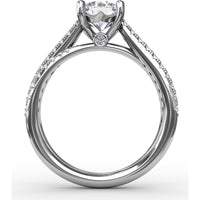 Split Shank Engagement Ring Setting with Double-Row Round Diamond Pavé and Chevron Detail by Fana - 0.42 Carat Total Diamond Weight