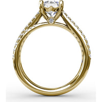 Split Shank Engagement Ring Setting with Double-Row Round Diamond Pavé and Chevron Detail by Fana - 0.42 Carat Total Diamond Weight