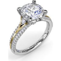 Split Shank Engagement Ring Setting with Pavé Diamond Accents and Round Center Stone Mount by Fana - 0.29 Carat Total Diamond Weight