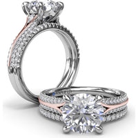 Split Shank Engagement Ring Setting with Pavé Diamond Accents and Round Center Stone Mount by Fana - 0.29 Carat Total Diamond Weight