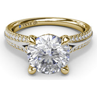 Split Shank Engagement Ring Setting with Pavé Diamond Accents and Round Center Stone Mount by Fana - 0.29 Carat Total Diamond Weight