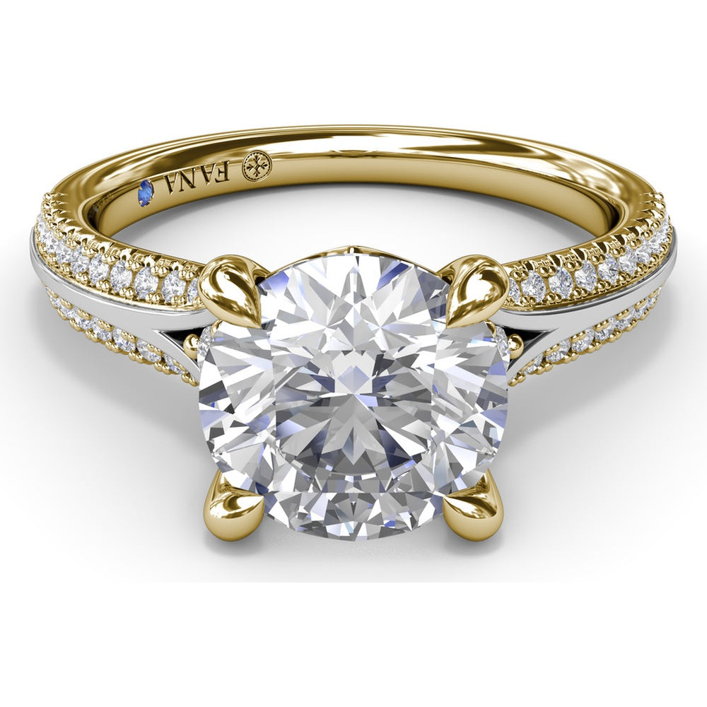 Split Shank Engagement Ring Setting with Pavé Diamond Accents and Round Center Stone Mount by Fana - 0.29 Carat Total Diamond Weight