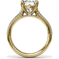 Split Shank Engagement Ring Setting with Pavé Diamond Accents and Round Center Stone Mount by Fana - 0.29 Carat Total Diamond Weight