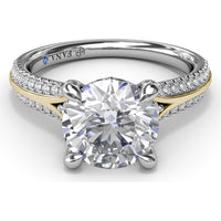 Split Shank Engagement Ring Setting with Pavé Diamond Accents and Round Center Stone Mount by Fana - 0.29 Carat Total Diamond Weight
