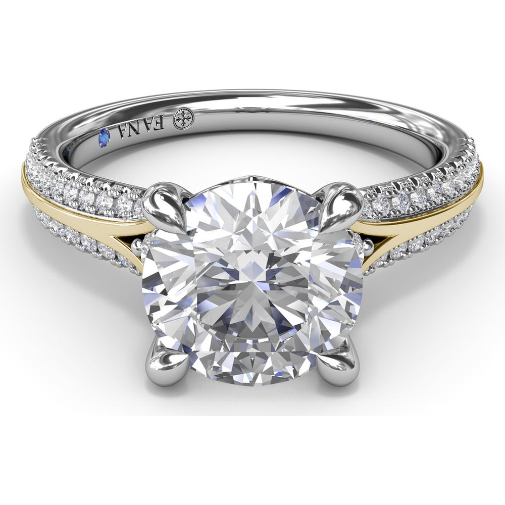 Split Shank Engagement Ring Setting with Pavé Diamond Accents and Round Center Stone Mount by Fana - 0.29 Carat Total Diamond Weight
