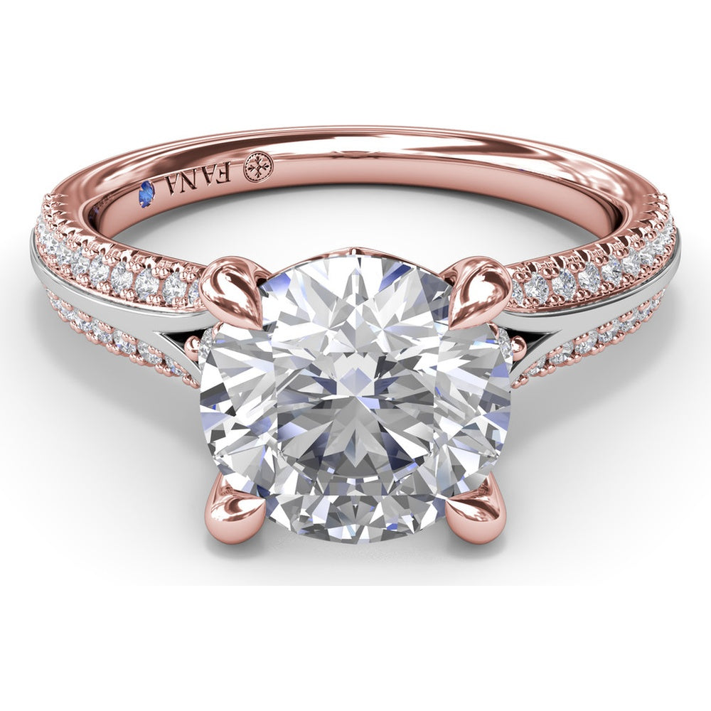 Split Shank Engagement Ring Setting with Pavé Diamond Accents and Round Center Stone Mount by Fana - 0.29 Carat Total Diamond Weight