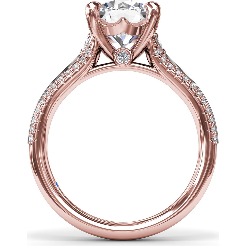 Split Shank Engagement Ring Setting with Pavé Diamond Accents and Round Center Stone Mount by Fana - 0.29 Carat Total Diamond Weight