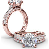 Split Shank Engagement Ring Setting with Pavé Diamond Accents and Round Center Stone Mount by Fana - 0.29 Carat Total Diamond Weight