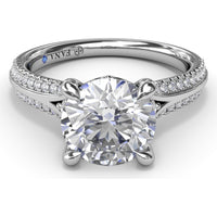 Split Shank Engagement Ring Setting with Pavé Diamond Accents and Round Center Stone Mount by Fana - 0.29 Carat Total Diamond Weight