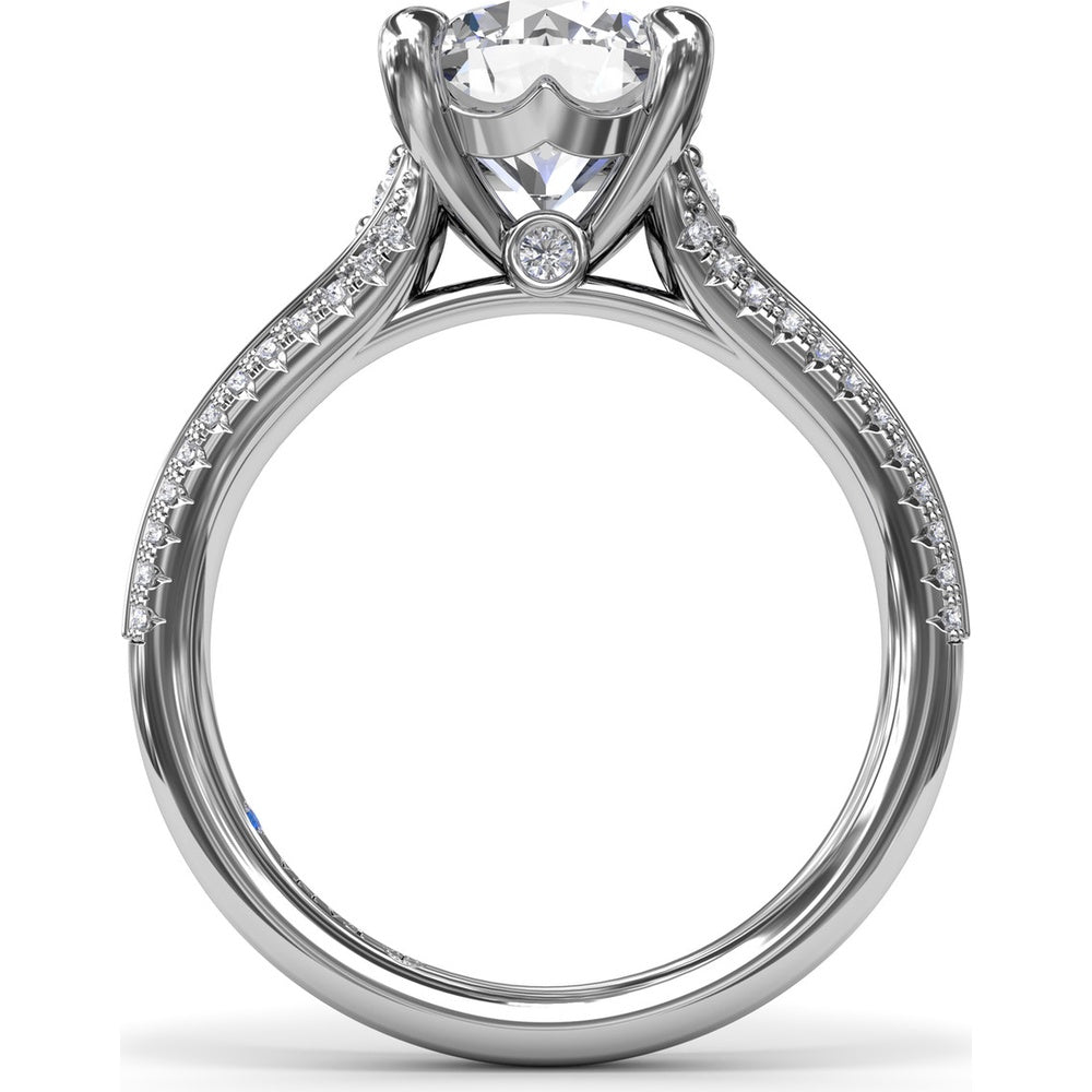 Split Shank Engagement Ring Setting with Pavé Diamond Accents and Round Center Stone Mount by Fana - 0.29 Carat Total Diamond Weight