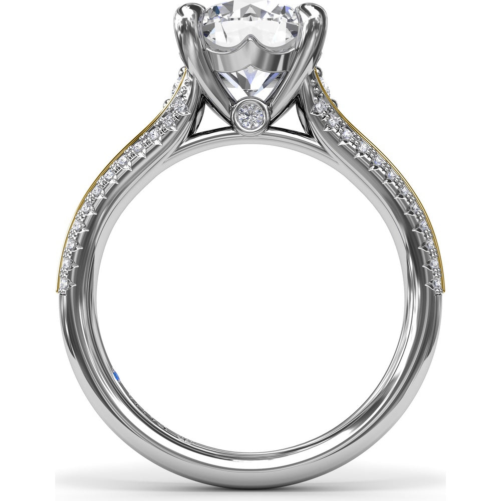 Split Shank Engagement Ring Setting with Pavé Diamond Accents and Round Center Stone Mount by Fana - 0.29 Carat Total Diamond Weight