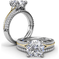 Split Shank Engagement Ring Setting with Pavé Diamond Accents and Round Center Stone Mount by Fana - 0.29 Carat Total Diamond Weight
