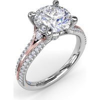 Split Shank Engagement Ring Setting with Pavé Diamond Accents and Round Center Stone Mount by Fana - 0.29 Carat Total Diamond Weight