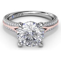 Split Shank Engagement Ring Setting with Pavé Diamond Accents and Round Center Stone Mount by Fana - 0.29 Carat Total Diamond Weight