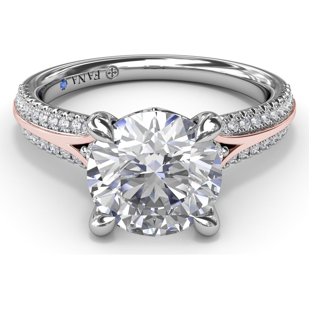 Split Shank Engagement Ring Setting with Pavé Diamond Accents and Round Center Stone Mount by Fana - 0.29 Carat Total Diamond Weight