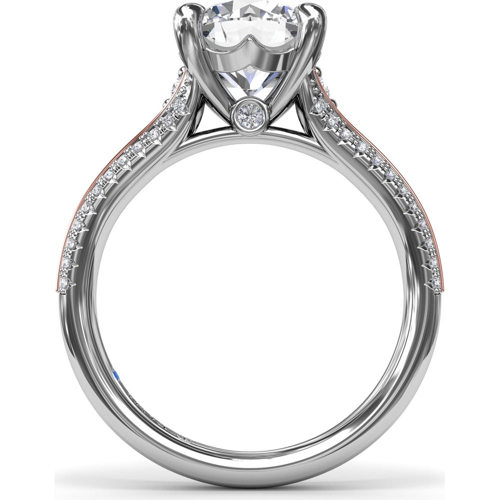 Split Shank Engagement Ring Setting with Pavé Diamond Accents and Round Center Stone Mount by Fana - 0.29 Carat Total Diamond Weight