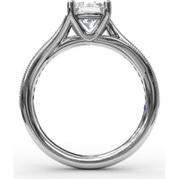 Split Shank Engagement Ring Setting with Pavé Diamond and Milgrain Band by Fana - 0.19 Carat Total Diamond Weight