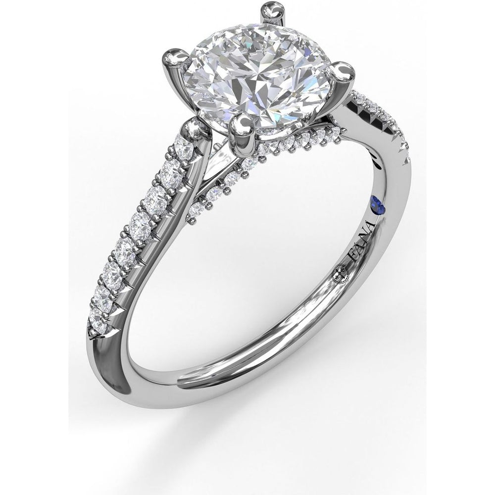 Split Shank Engagement Ring Setting with Pavé Diamond Band and Hidden Under-Gallery Detail by Fana - 0.30 Carat Total Diamond Weight