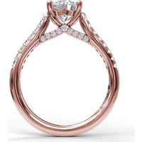 Split Shank Engagement Ring Setting with Pavé Diamond Band and Hidden Under-Gallery Detail by Fana - 0.30 Carat Total Diamond Weight