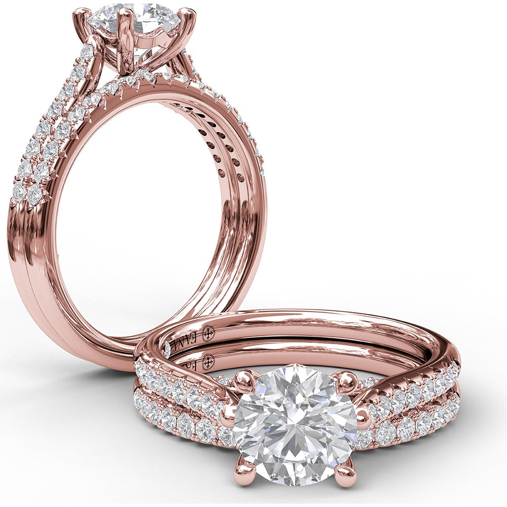 Split Shank Engagement Ring Setting with Pavé Diamond Band and Hidden Under-Gallery Detail by Fana - 0.30 Carat Total Diamond Weight