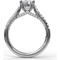 Split Shank Engagement Ring Setting with Pavé Diamond Band and Hidden Under-Gallery Detail by Fana - 0.30 Carat Total Diamond Weight