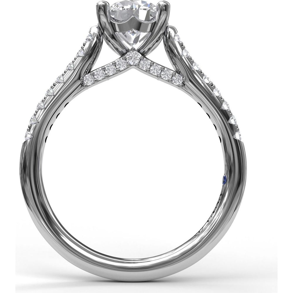 Split Shank Engagement Ring Setting with Pavé Diamond Band and Hidden Under-Gallery Detail by Fana - 0.30 Carat Total Diamond Weight