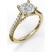 Split Shank Engagement Ring Setting with Pavé Diamond Band and Hidden Under-Gallery Detail by Fana - 0.30 Carat Total Diamond Weight
