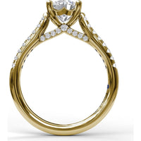 Split Shank Engagement Ring Setting with Pavé Diamond Band and Hidden Under-Gallery Detail by Fana - 0.30 Carat Total Diamond Weight