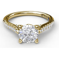 Split Shank Engagement Ring Setting with Pavé Diamond Band and Hidden Under-Gallery Detail by Fana - 0.30 Carat Total Diamond Weight