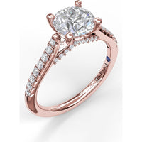 Split Shank Engagement Ring Setting with Pavé Diamond Band and Hidden Under-Gallery Detail by Fana - 0.30 Carat Total Diamond Weight