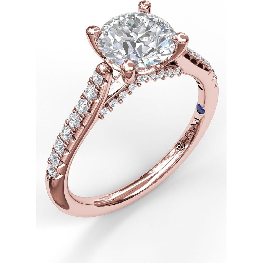 Split Shank Engagement Ring Setting with Pavé Diamond Band and Hidden Under-Gallery Detail by Fana - 0.30 Carat Total Diamond Weight
