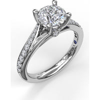 Split Shank Engagement Ring Setting with Pavé Diamond Band by Fana - 0.25 Carat Total Diamond Weight