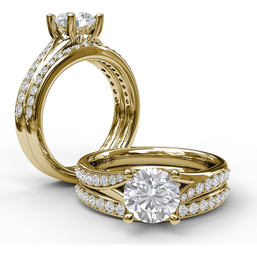 Split Shank Engagement Ring Setting with Pavé Diamond Band by Fana - 0.25 Carat Total Diamond Weight