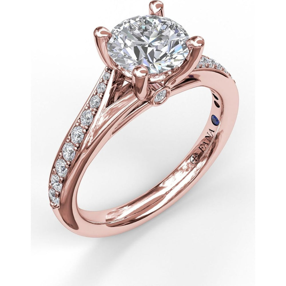 Split Shank Engagement Ring Setting with Pavé Diamond Band by Fana - 0.25 Carat Total Diamond Weight