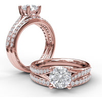 Split Shank Engagement Ring Setting with Pavé Diamond Band by Fana - 0.25 Carat Total Diamond Weight