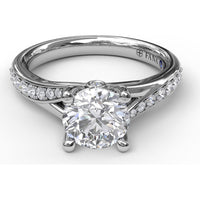 Split Shank Engagement Ring Setting with Pavé Diamond Band by Fana - 0.25 Carat Total Diamond Weight