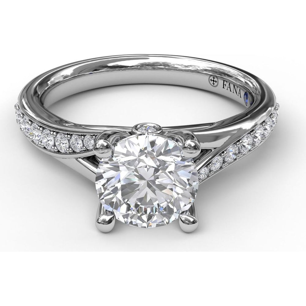 Split Shank Engagement Ring Setting with Pavé Diamond Band by Fana - 0.25 Carat Total Diamond Weight