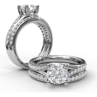 Split Shank Engagement Ring Setting with Pavé Diamond Band by Fana - 0.25 Carat Total Diamond Weight