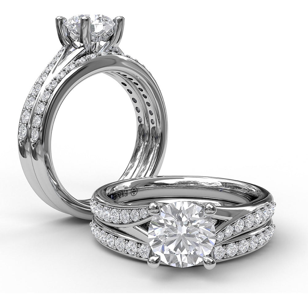 Split Shank Engagement Ring Setting with Pavé Diamond Band by Fana - 0.25 Carat Total Diamond Weight