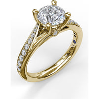 Split Shank Engagement Ring Setting with Pavé Diamond Band by Fana - 0.25 Carat Total Diamond Weight
