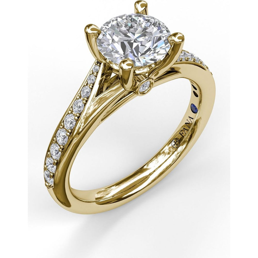 Split Shank Engagement Ring Setting with Pavé Diamond Band by Fana - 0.25 Carat Total Diamond Weight