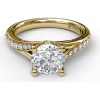 Split Shank Engagement Ring Setting with Pavé Diamond Band by Fana - 0.25 Carat Total Diamond Weight