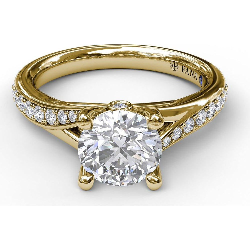 Split Shank Engagement Ring Setting with Pavé Diamond Band by Fana - 0.25 Carat Total Diamond Weight