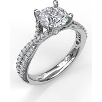 Split Shank Engagement Ring Setting with Pavé Diamond Bands by Fana - 0.39 Carat Total Diamond Weight