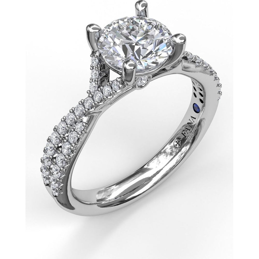 Split Shank Engagement Ring Setting with Pavé Diamond Bands by Fana - 0.39 Carat Total Diamond Weight