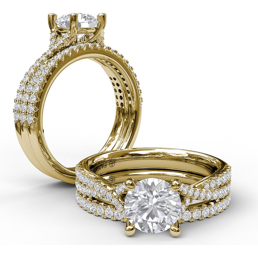 Split Shank Engagement Ring Setting with Pavé Diamond Bands by Fana - 0.39 Carat Total Diamond Weight