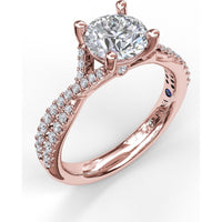 Split Shank Engagement Ring Setting with Pavé Diamond Bands by Fana - 0.39 Carat Total Diamond Weight
