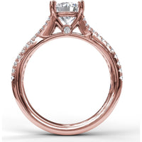 Split Shank Engagement Ring Setting with Pavé Diamond Bands by Fana - 0.39 Carat Total Diamond Weight